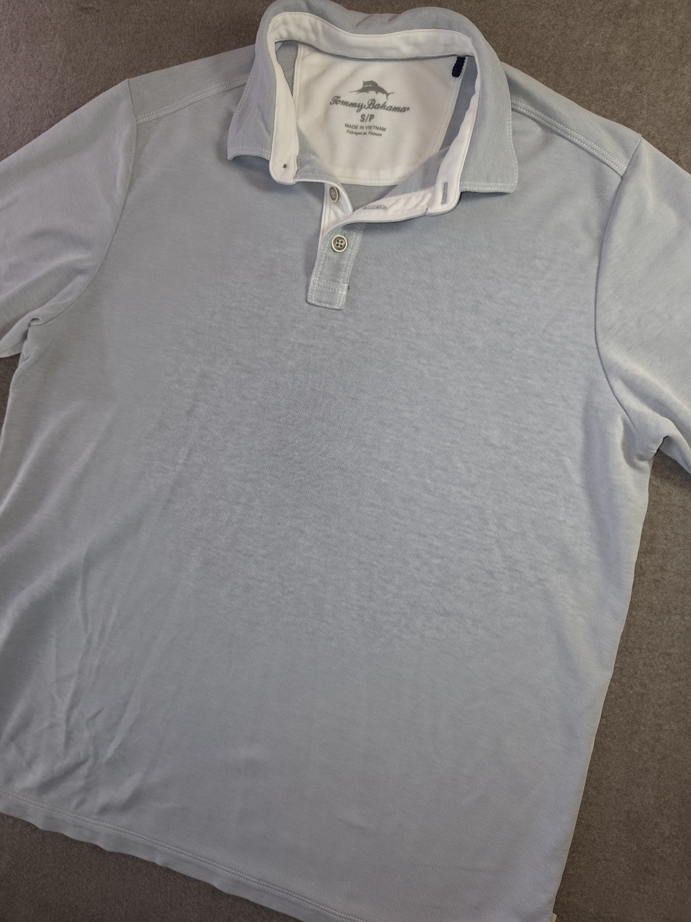 Tommy Bahama Light Blue Collared Polo Soft Embroidered Marlin Mens Small